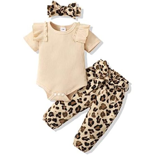Renotemy Newborn Infant Baby Girl Clothes Summer Outfits Infant Romper Pants Cute Toddler Girl Clothes Gift Set