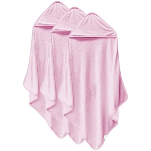 Cosy Family 3 Pack Baby Hooded Towels, Rayon Made from Bamboo, Ultra Soft Unisex Bath Towels for Babies,Toddler,Infant - Newborn Essential - Ultra Absorbent Toddler Towels for Baby Boy Girl - Pink