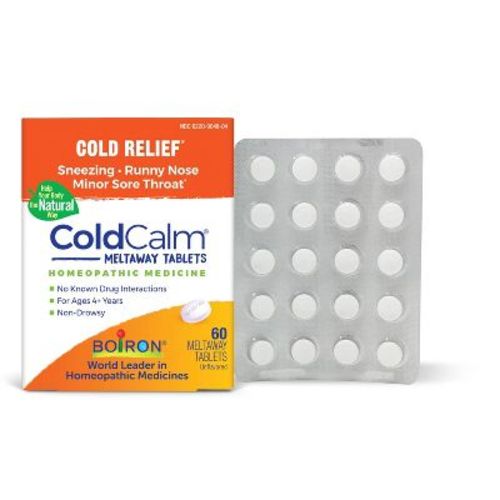 Boiron ColdCalm Cold Relief, Sneezing, Runny Nose and Minor Sore Throat Tablets - 60ct
