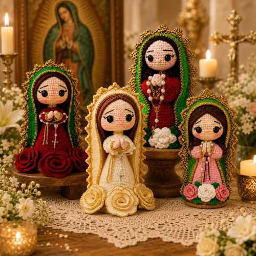 Our Lady Crochet Doll, Handmade Virgin Mary Catholic Decor, Prayer Room Altar Gift, Religious Keepsake for Mom
