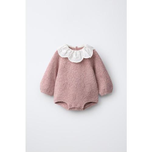 KNIT PETER PAN COLLAR BODYSUIT - Light pink | ZARA United States