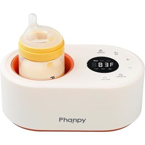 Phanpy Water-Free Bottle Warmer, 12-in-1 Multifuntion Fast Baby Bottle Warmer for Breastmilk, Bottle Warmer for Travel, Milk Warmer for Baby with Adjustable Temp Memory Function