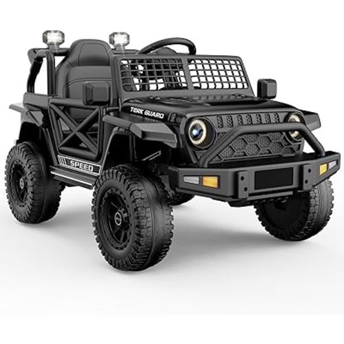 Ride On Truck,12V7AH Electric Jeep Car for Toddlers 1-3, Power Wheels with Parent Remote Control for Kids Christmas & Birthday Gift,Black