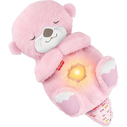 Fisher-Price Baby Toy Soothe ‘n Snuggle Otter, Pink Plush Portable Sound Machine with Breathing Motion & Lights for Newborns Ages 0+ Months