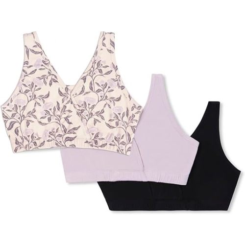Everly Grey Women's Paisley 3 Pack Maternity and Nursing Sleep Bras