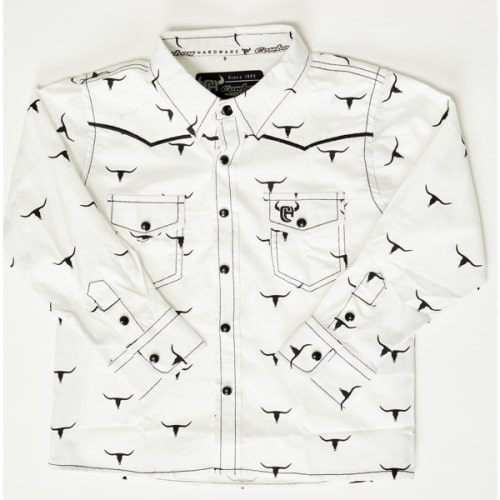 Cowboy Hardware Toddler Boys' Skull Scatter Long Sleeve Snap Stretch Western Shirt