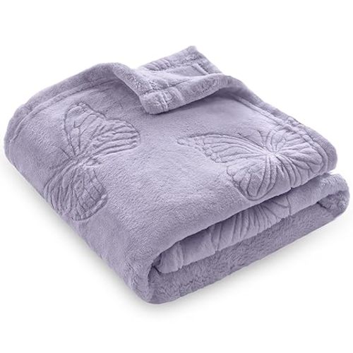 BORITAR Baby Blanket with Butterfly Design for Girls Ultra Soft Fleece Warm and Lightweight Blankets for Infant Toddler Newborn, 30x40 Inch, Purple