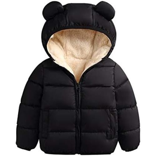 Toddler Baby Girls Boys Winter Coat Windproof Warm Fleece Hooded Thickened Down Jacket Winter Outerwear 0-3T