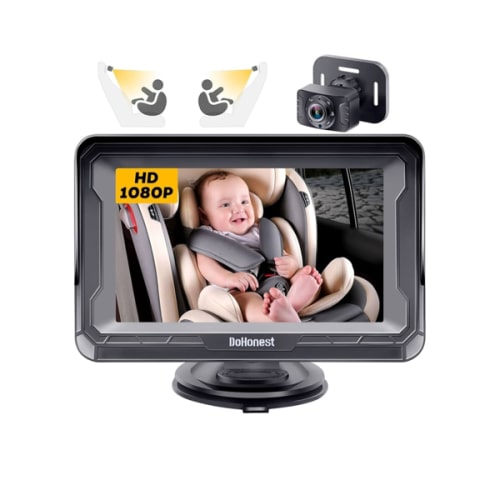 DoHonest Baby Car Camera HD 1080P - Rear-Facing Car Baby Monitor with Night Vision, Adjustable View Angle, Easy Setup, Anti-Glare Display, Safety for Kids & Infants