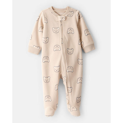 Baby Boy Bear Fleece 2-Way Zip Sleep & Play Pajamas - Khaki - Carter's | Carter's