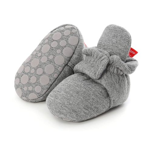 HsdsBebe Unisex Newborn Baby Cotton Booties Non-Slip Sole for Toddler Boys Girls Infant Winter Warm Fleece Cozy Socks Shoes