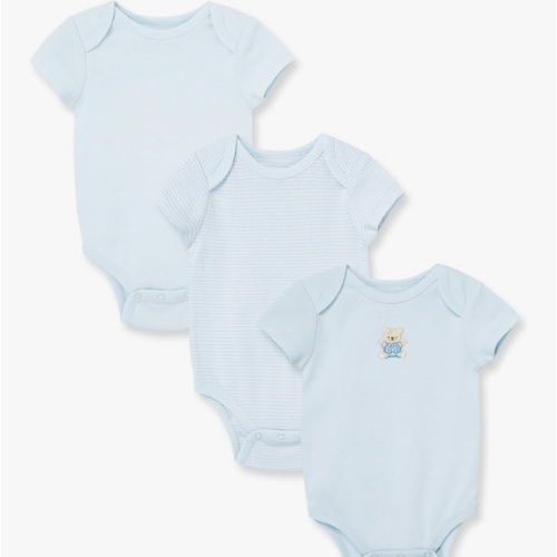 Little Me Clothes for Baby 3-Pack 100% Cotton Scratch Free Tag Bodysuits, Newborn to 9 Months