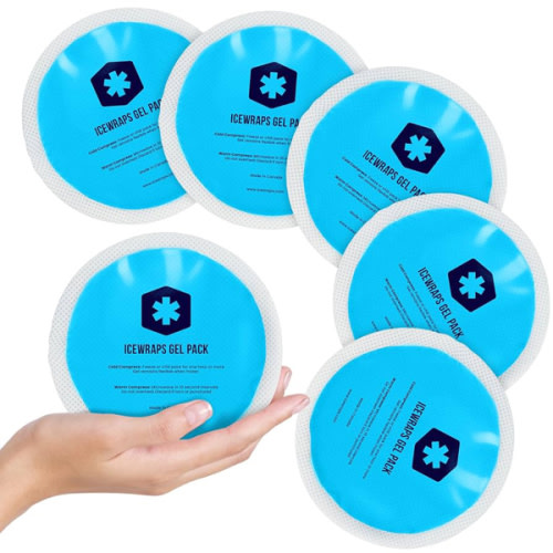 ICEWRAPS Round Ice Packs for Injuries Reusable, Hot and Cold Gel Ice Packs for Injuries, Hot and Warm Compress Soft & Flexible, Fast Relief & Recovery - Pack of 5 - Blue
