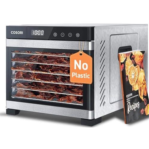 COSORI Food Dehydrator, Bigger Than 7 Trays With Large 6.5" Drying Space, 600W Power Saves More Time Than 480W, 165°F Dehydrated Dryer for Jerky, Dog Treats, Herbs, Meat, Fruit, and Yogurt, Silver