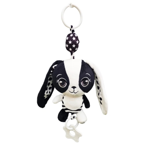 Billie the Bunny – High Contrast Hanging Pram Toy – Young Wonderer Black and White Baby Boutique
