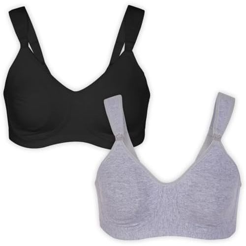 LEADING LADY, Vivien, Wireless Nursing Bra, Cushioned Straps, Unlined Fold-Down Cups, One Hand Nursing Clasps, 36B-42DD