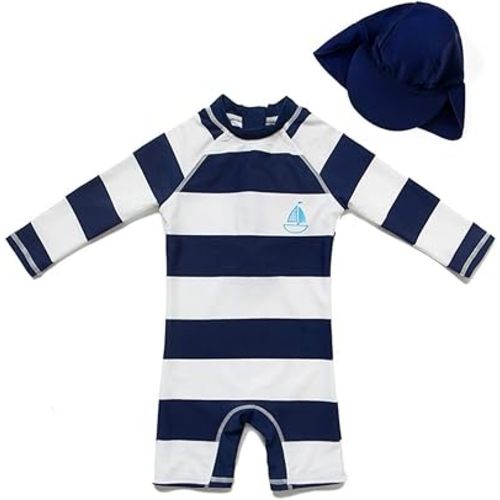 upandfast Baby/Toddler One Piece Swimsuit with Sun Hat UPF 50+ Sun Protection Infant Swimwear