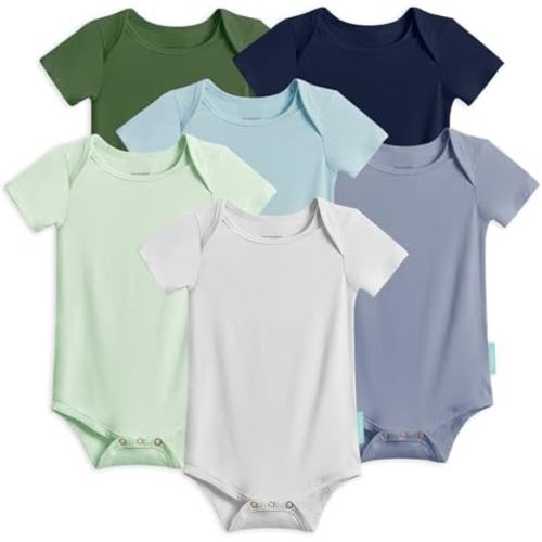 PurComfy Supersoft Short Sleeve Baby Bodysuits, Premium Bamboo Rayon Bodysuit Unisex Boy Girl