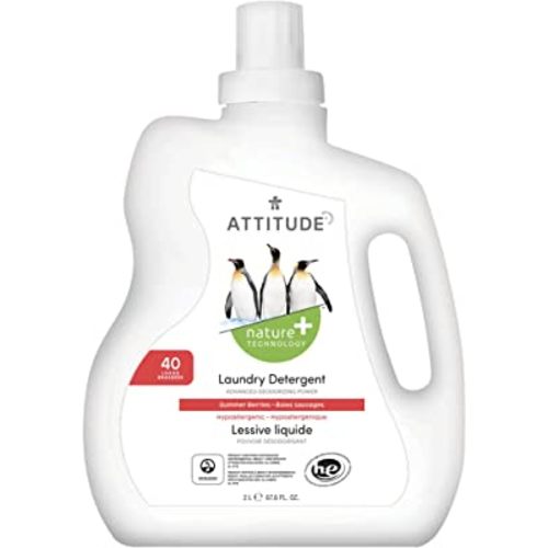 ATTITUDE Laundry Detergent, Plant and Mineral-Based Formula, He, Vegan and Cruelty-free Washing Machine and Household Products, Summer Berries, 40 Loads, 67.6 Fl Oz