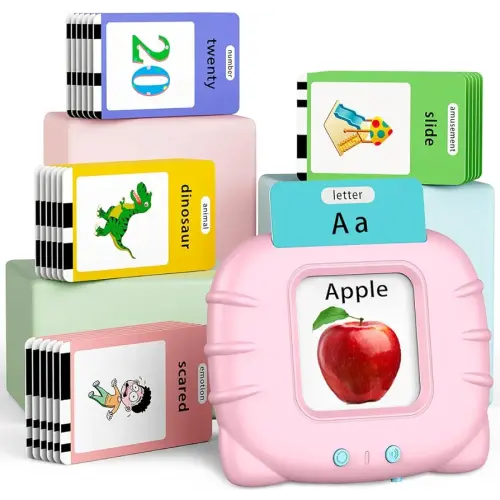 Learning-Toys, ABC Talking-Flash-Cards 252 Sight Words, Preschool Montessori-Toys for Kids, Educational Toddler-Toys for 2 3 4 5 6 Years Girls, Birthday Gifts, Pink