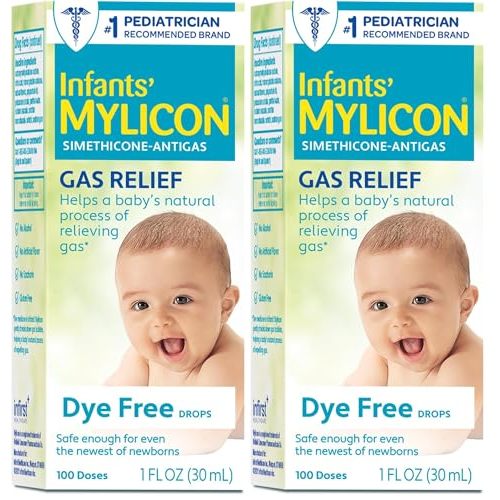 MYLICON Infants Gas Relief Drops for Infants and Babies, Dye Free Formula, 1 Fluid Ounce (Pack of 2)