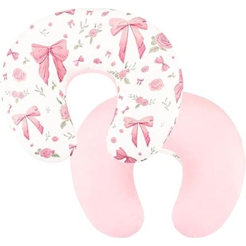 Nursing Pillow Cover, Ultra Soft Breastfeeding Pillow Covers for Newborn Baby Boys and Girls, Easy Removal and Machine Washable Slipcover, 1 Pillowcase Only (Pink Rose)