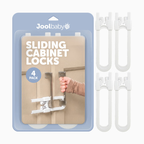 Jool Baby U Shape Sliding Cabinet Locks (4 Pack) - White
