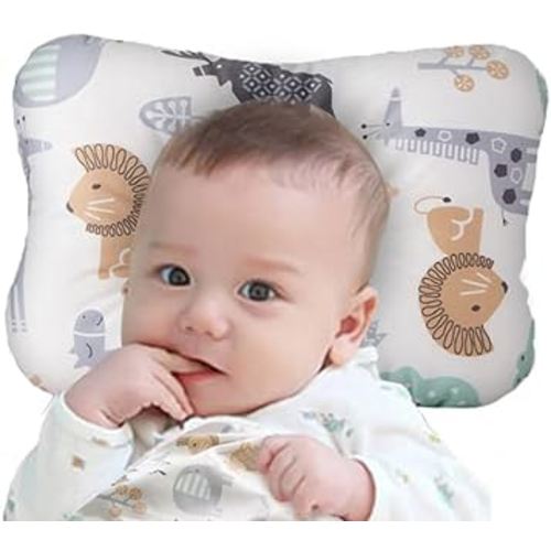Soft Hypoallergenic Baby Head & Neck Support Organic Cotton Cover Machine Washable (Animal World)