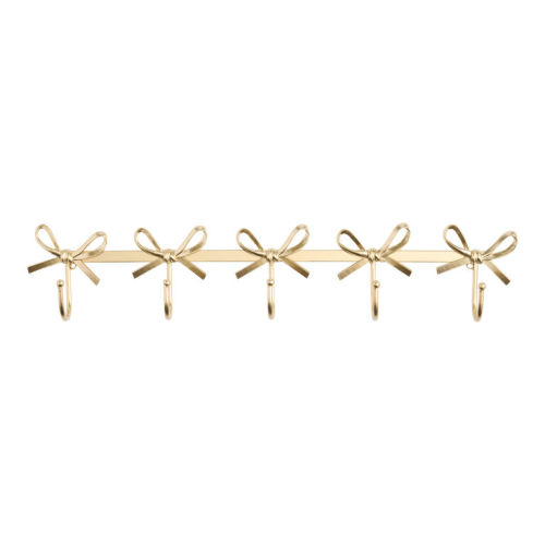 Gold Metal Ribbon Bow Wall Rack