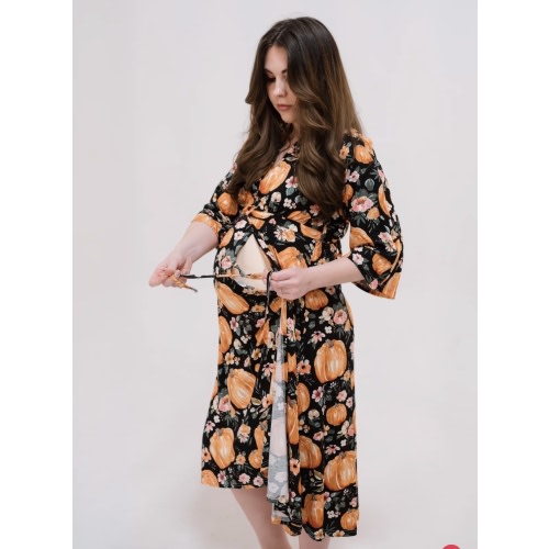 Amelia Labor & Postpartum Gown Harvest Floral – Lila