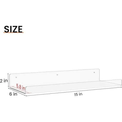 4 Pack 15x6 Inches Acrylic Bookshelves