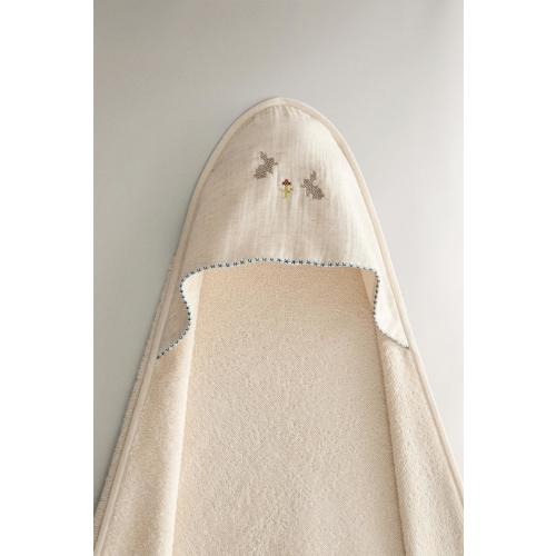 EMBROIDERED HOODED BABY TOWEL - Light beige | ZARA United States
