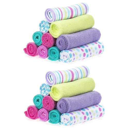 Spasilk 20 Terry Washcloth Wipes Set for Newborns and Infant Boys and Girls, Aqua Bubbles, Ideal Baby Shower Gift Pack