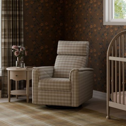 Namesake Willa Plus Power Glider Recliner w/ Power Headrest - Tan Gingham