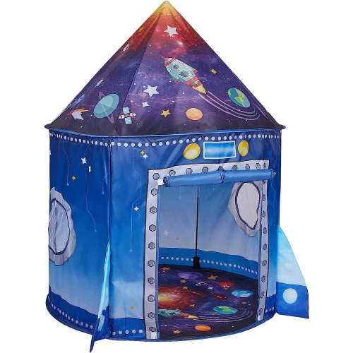 BeePrinces Rocket Ship Kids Play Tent, Astronaut Spaceship Space Themed Pop up Play Tent, Pretend Playhouse Indoor Outdoor Game Party Children, Birthday Gift Playhouse Toy for Boys Girls Toddler Baby