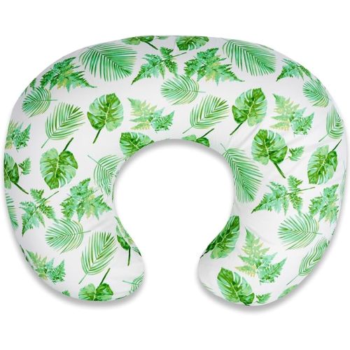 Nursing Pillow - Breastfeeding Pillow with Breathable Filling & Removable Cover, Ergonomic Support for Breastfeeding & Bottle (Big Green Leaves,0-12 Months)