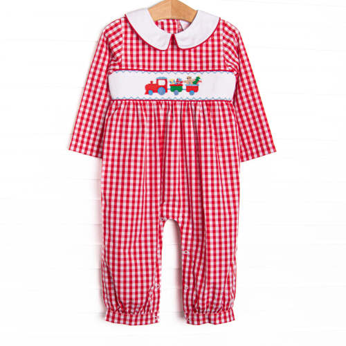 Gingerbread Express Smocked Romper, Red – Stitchy Fish