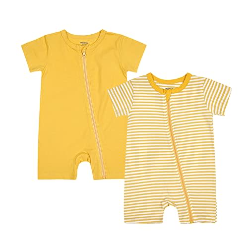 Teach Leanbh Baby Boys or Girls 2 Pack Pajamas Cotton Short Sleeve Zipper Romper Jumpsuits Sleep and Play 3-24 Months …
