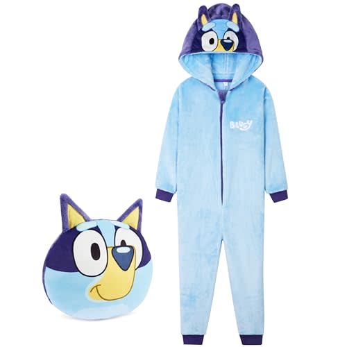 Bluey Fleece Jumpsuit for Boys Toddlers Hooded Romper Fleece Pajamas Boys Gifts