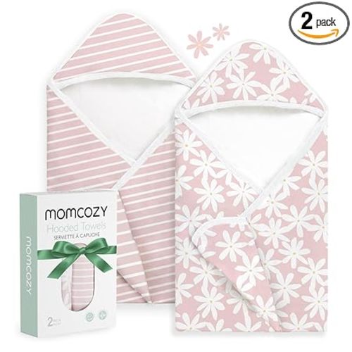 Momcozy Baby Towel with Hooded - Ultra Soft & Absorbent Large Bath Towel Set for Comfort & Gentle on Baby's Skin - Shower Gift & Bath Essential & Baby Registry Search for Newborn,Infant,Toddler,Kids