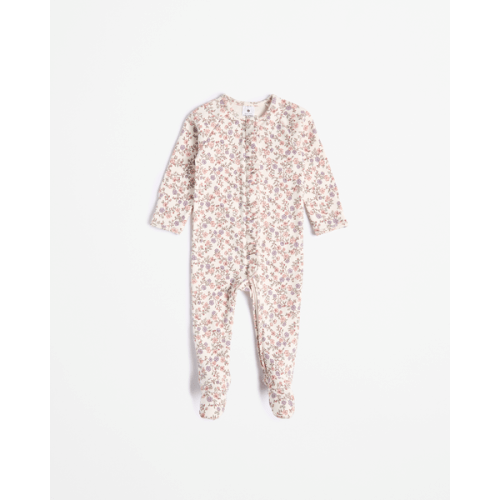 Baby Organic Cotton Waffle Frill Coverall - Floral