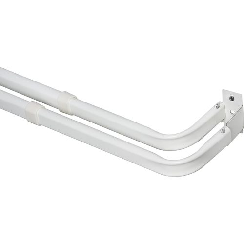 Kenney Adjustable Basic Double Curtain Rod, 48-86 inches, White