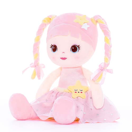 Lazada Toddler Stuffed Dolls Girl Gifts Plush Baby Doll Figure Toys Dual Braids Doll Soft Girl Toys Light Pink 16"