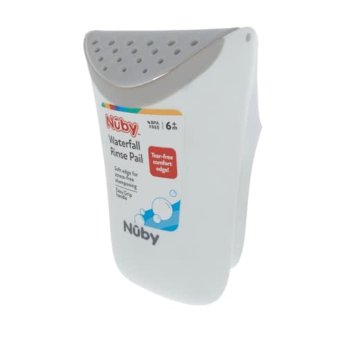 Nuby Waterfall Rinse Pail - Gentle Rinsing Water Scoop for Tear-Free Infant and Toddler Bath Time - 6+ Months - Baby Bath Essentials