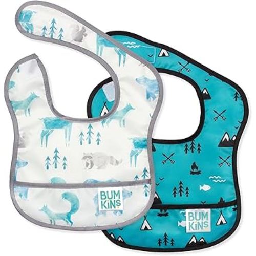 Bumkins Bibs, for Baby Girl or Boy, Infant 3-9 Months, Essential Must Have for Eating, Feeding, Baby Led Weaning, Mess Saving Waterproof Soft Fabric, Starter Bib 2-pk Outdoors and Wildlife