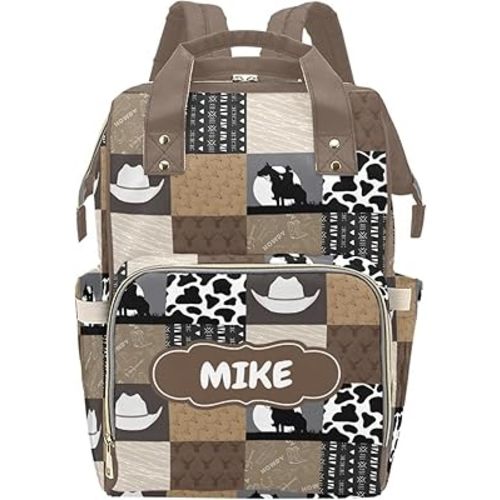Cowboy Personalized Diaper Bag with Custom Name – Custom Baby Tote Backpack for Mom, Unique Gift for New Parents, Baby Shower Essentials