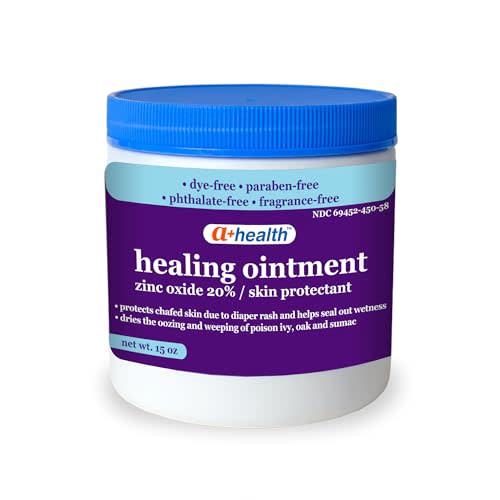 A+Health Healing Ointment Zinc Oxide 20%, Skin Protectant Barrier, 15 Oz Jar, Provides Relief and Treatment of Diaper Rash, Chafed Skin, Poison Ivy, Oak, Sumac for Adults and Babies