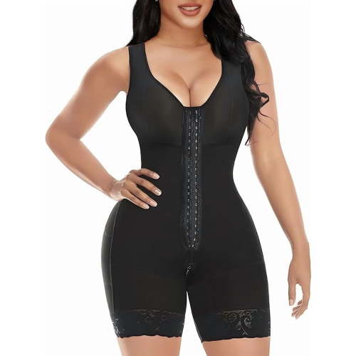 YIANNA Fajas Colombianas Shapewear for Women Tummy Control Post Surgery Full Body Shaper Butt Lifter with Zipper Crotch