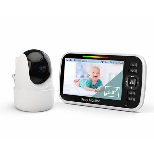 iFamily Baby Monitor with Camera and Audio, 5" Screen Video Baby Monitor with Temperature Sensor, Two Way Talk and Remote pan-tilt-Zoom Camera, Night Vision and 960ft Range