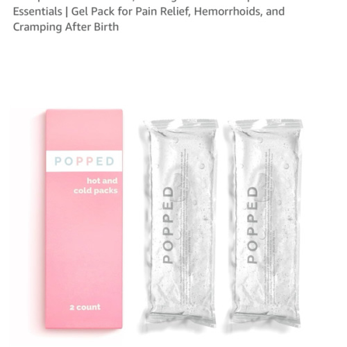 Popped Reusable Hot and Cold Packs (2 Count) | Made in The USA | Perineal Ice Packs, Cooling Pads for Postpartum Essentials | Gel Pack for Pain Relief, Hemorrhoids, and Cramping After Birth